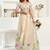 Light beige printed linen pre draped  saree with blouse