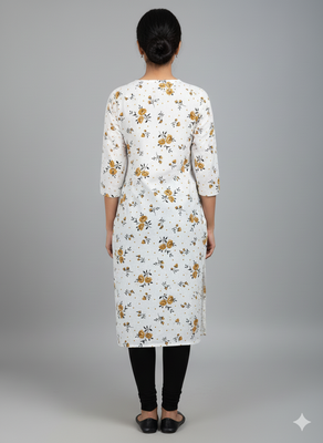 Saka Designs White Printed Cotton Kurti 2