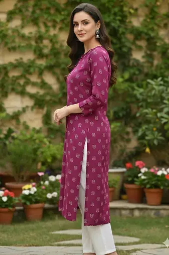 Saka Designs Purple Printed Cotton Kurti