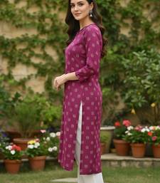 Purple printed cotton kurti
