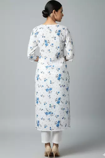 Saka Designs White Printed Cotton Kurti