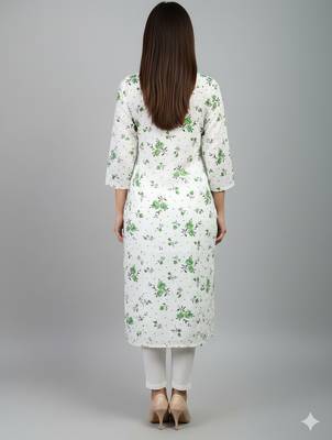 Saka Designs White Printed Cotton Kurti 2