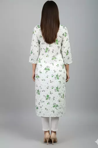 Saka Designs White Printed Cotton Kurti