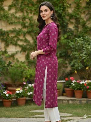 Saka Designs Purple Printed Cotton Kurti 3