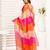 Orange, pink printed linen pre draped  saree with blouse