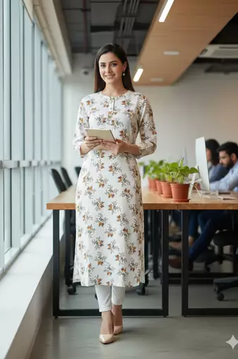 Saka Designs White Printed Cotton Kurti