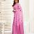 Pink printed linen pre draped  saree with blouse