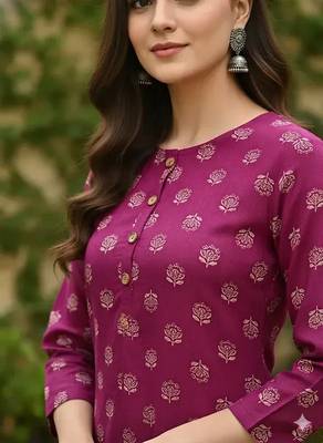 Saka Designs Purple Printed Cotton Kurti 4