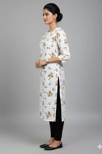 Saka Designs White Printed Cotton Kurti