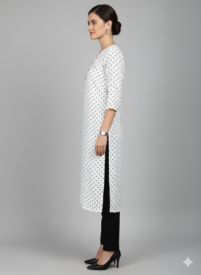 Saka Designs White Printed Cotton Kurti 3