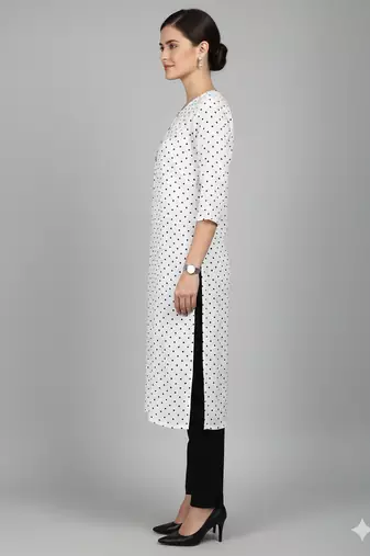 Saka Designs White Printed Cotton Kurti