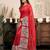 Red printed linen pre draped  saree with blouse