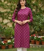 Purple printed cotton kurti