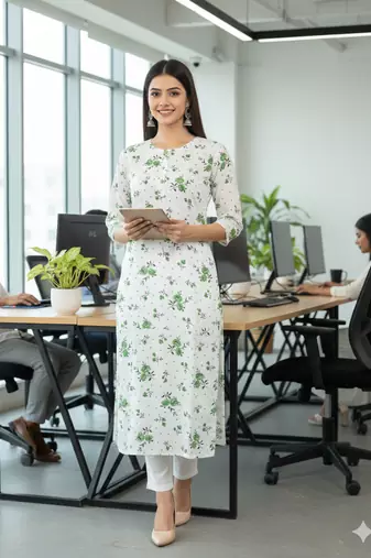 Saka Designs White Printed Cotton Kurti
