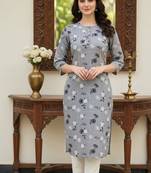 Grey printed cotton kurti
