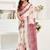White, maroon printed linen pre draped  saree with blouse