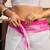 White, pink printed linen pre draped  saree with blouse