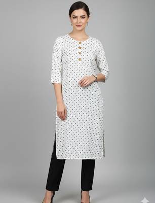 Saka Designs White Printed Cotton Kurti 4