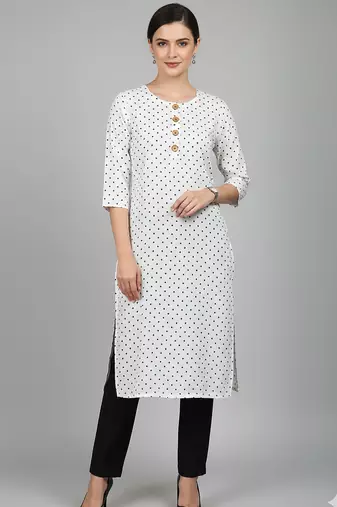 Saka Designs White Printed Cotton Kurti