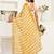 Yellow, white printed linen pre draped  saree with blouse