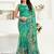 Green printed linen pre draped  saree with blouse