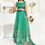 Green printed linen pre draped  saree with blouse