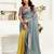Grey printed linen pre draped  saree with blouse