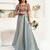 Grey printed linen pre draped  saree with blouse