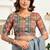 Grey printed linen pre draped  saree with blouse