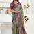 Multicolor printed linen pre draped  saree with blouse