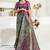 Multicolor printed linen pre draped  saree with blouse