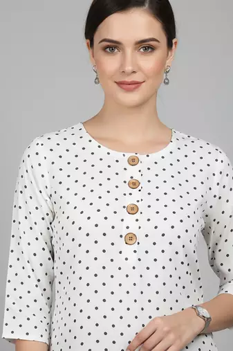 Saka Designs White Printed Cotton Kurti