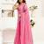 Pink printed linen pre draped  saree with blouse