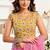 Pink printed linen pre draped  saree with blouse