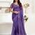 Purple printed linen pre draped  saree with blouse