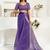 Purple printed linen pre draped  saree with blouse