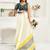 White printed linen pre draped  saree with blouse