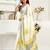 White printed linen pre draped  saree with blouse