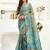 Multicolor printed linen pre draped  saree with blouse