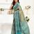 Multicolor printed linen pre draped  saree with blouse