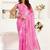Pink printed linen pre draped  saree with blouse