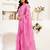 Pink printed linen pre draped  saree with blouse