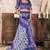 Blue printed linen pre draped  saree with blouse