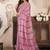 Coral pink printed linen pre draped  saree with blouse