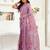 Dusty pink printed linen pre draped  saree with blouse