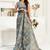 Grey printed linen pre draped  saree with blouse