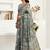 Grey printed linen pre draped  saree with blouse
