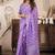 Lavender printed linen pre draped  saree with blouse
