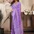 Lavender printed linen pre draped  saree with blouse