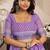 Lavender printed linen pre draped  saree with blouse